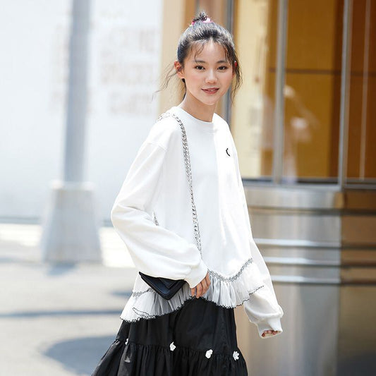 話題沸騰中 おしゃれ度高め 美人度アップ 切り替え 不規則 イレギュラー トップスF-9472