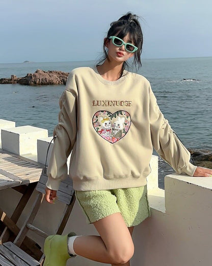 【裏起毛】超人気商品可愛いウサギちゃんロゴスウェット全6色<F-4598>