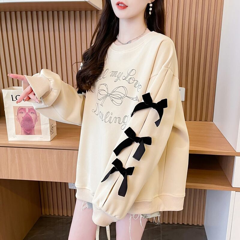 目を奪われる キュート 美人度アップ リボン 全2色 パーカー＜F-9631＞