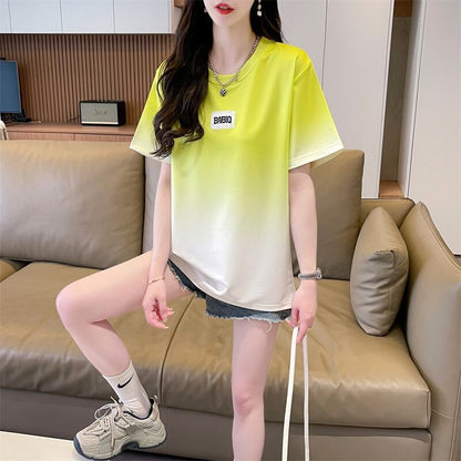 新商品 カジュアル グラデーション プリント 全3色 半袖TシャツF-9214