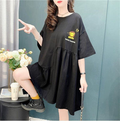 海外トレンド カジュアル 好感度UP 全3色 半袖 Tシャツ ワンピース ＜F-11578＞