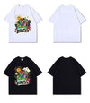 スタイルアップ効果抜群 キュート カジュアル ルーズ プリント全6色 半袖TシャツF-8970