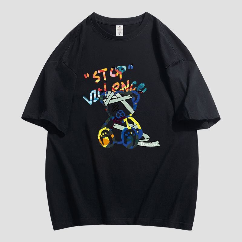 スタイルアップ カジュアル おしゃれ度高め プリント全5色 半袖Tシャツ<F-9437>