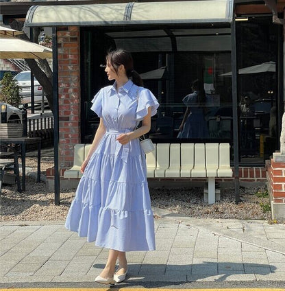 デニム 合わせやすい 大人可愛い スウィート エレガント  ワンピース<isf-11962>