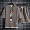 男女兼用 上質 プリント Tシャツ & ショーツ セットアップ F-7062