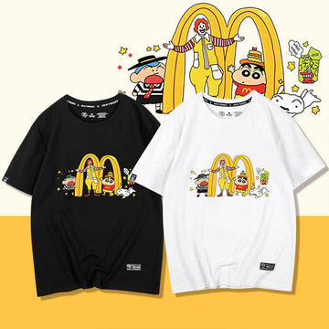 男女兼用 合わせやすい プリント 半袖 Tシャツ F-13603