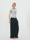 着瘦せ プリント 半袖 配色 カジュアル Tシャツ F-13496